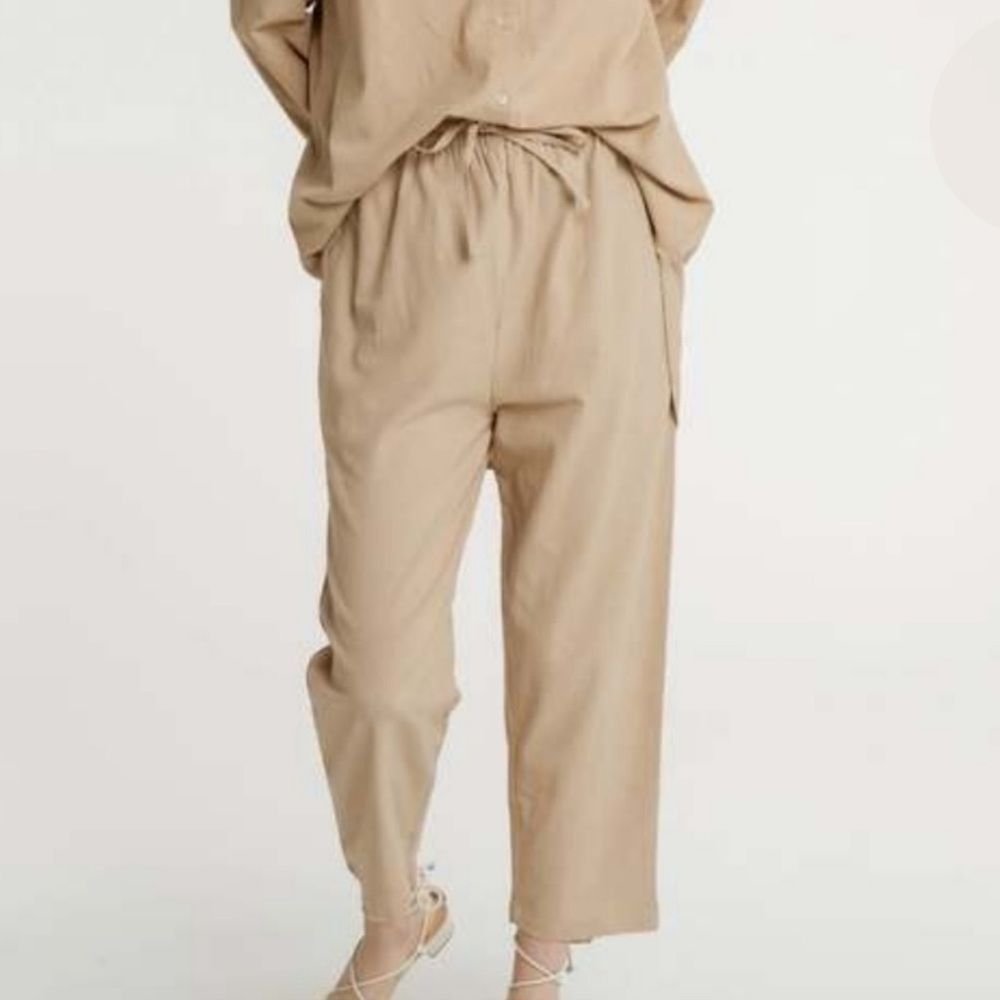 Laude The Label Tan Cropped Harem Drawstring Pants Organic Cotton Sz XS NWT - Picture 1 of 10